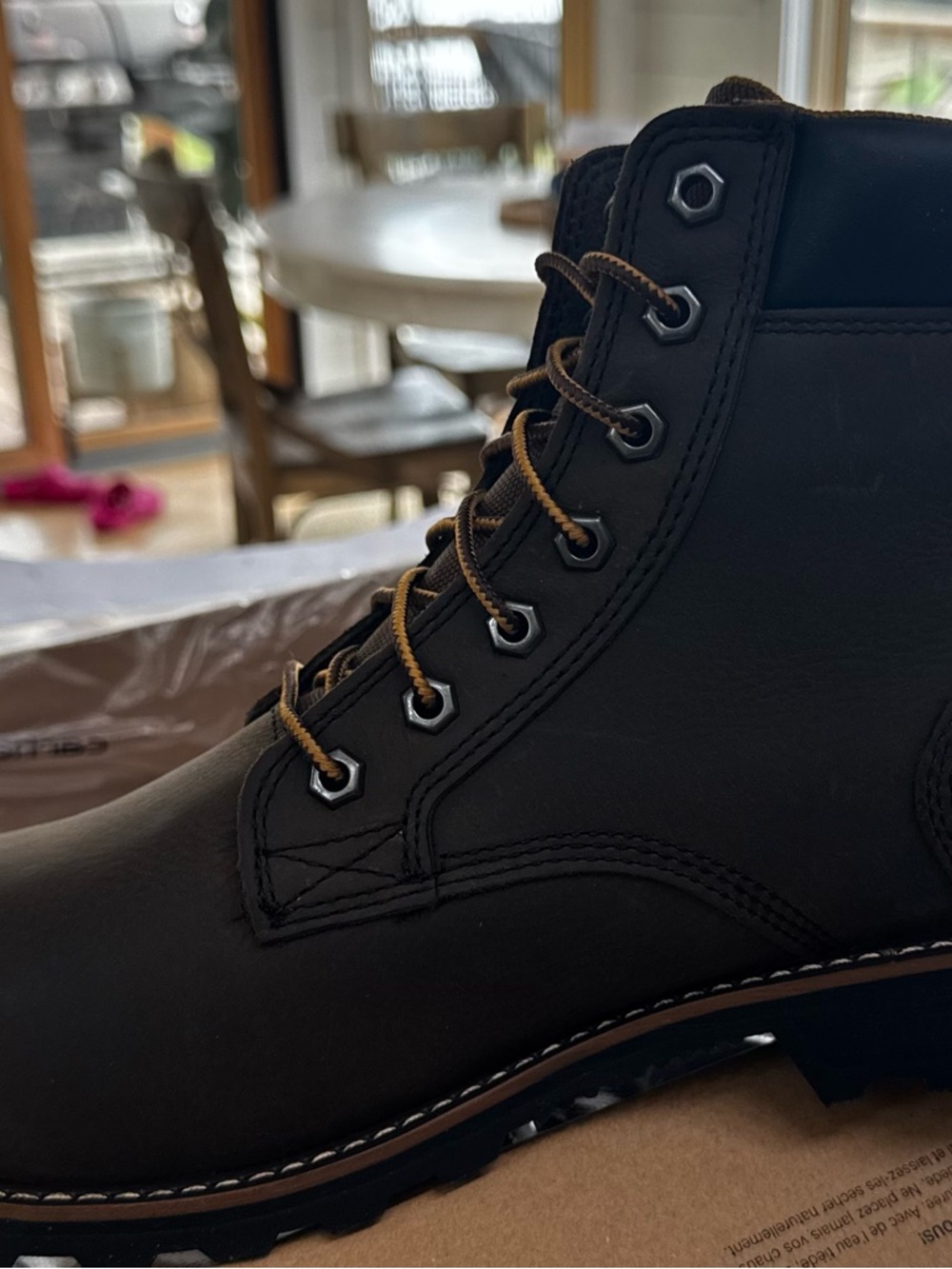 Carhartt Black Work Boot with Brown Laces